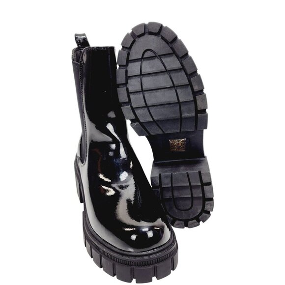 Black Patent Leather Chelsea Boots With Chunky Sole UK 4 EUR 37 USA 6 - Picture 12 of 13